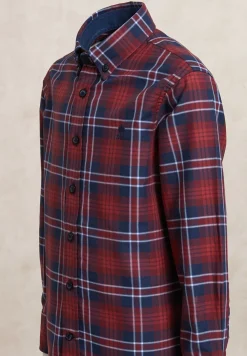Online River Woods Katoenen geruit hemd blauw/rood -