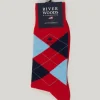 Sale River Woods Katoenen geruite sokken rood -