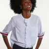 Online River Woods Katoenen gestreepte blouse met ruches blauw/wit -