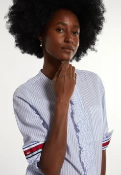 Online River Woods Katoenen gestreepte blouse met ruches blauw/wit -