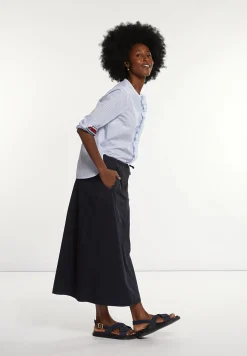 Online River Woods Katoenen gestreepte blouse met ruches blauw/wit -