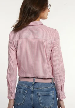Clearance River Woods Katoenen gestreepte glitter blouse borstzak roze/rood -