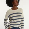 Online River Woods Katoenen gestreepte trui ronde hals écru/blauw -