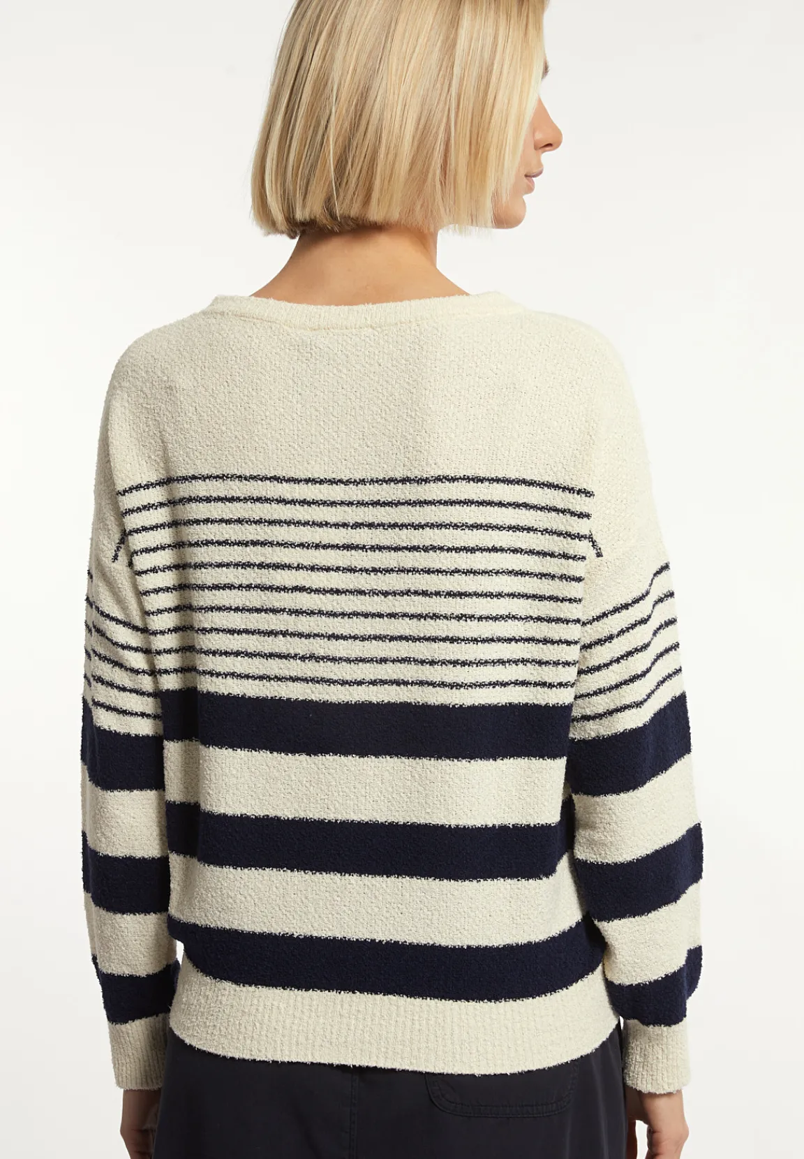 Online River Woods Katoenen gestreepte trui ronde hals blauw/wit -