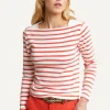 Online River Woods Katoenen gestreepte T-shirt lange mouwen ecru/oranje -