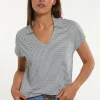 Sale River Woods Katoenen gestreepte T-shirt polokraag blauw/wit -