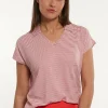 Outlet River Woods Katoenen gestreepte T-shirt polokraag rood/wit -