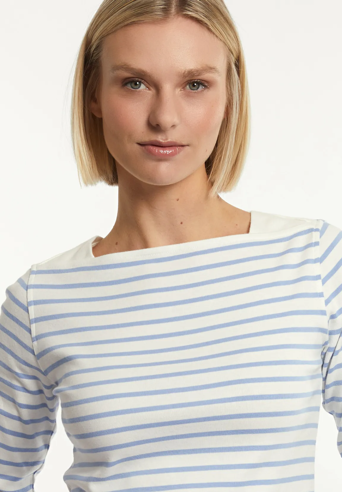 Discount River Woods Katoenen gestreepte T-shirt boothals écru/blauw -