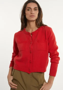 Outlet River Woods Katoenen gilet ronde hals opgestikte zakken rood -