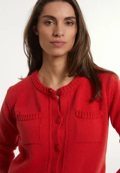 Outlet River Woods Katoenen gilet ronde hals opgestikte zakken rood -