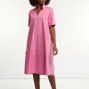 Clearance River Woods Katoenen jurk met riem elleboogmouwen roze -