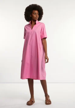Clearance River Woods Katoenen jurk met riem elleboogmouwen roze -