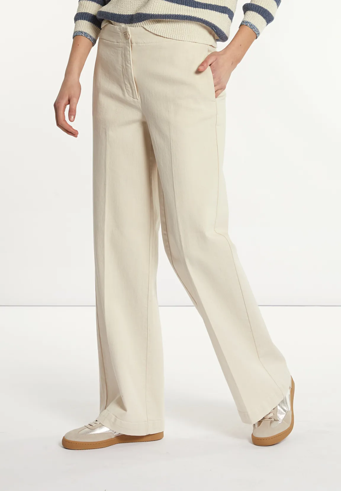 Hot River Woods Katoenen klassieke stretch broek cream -