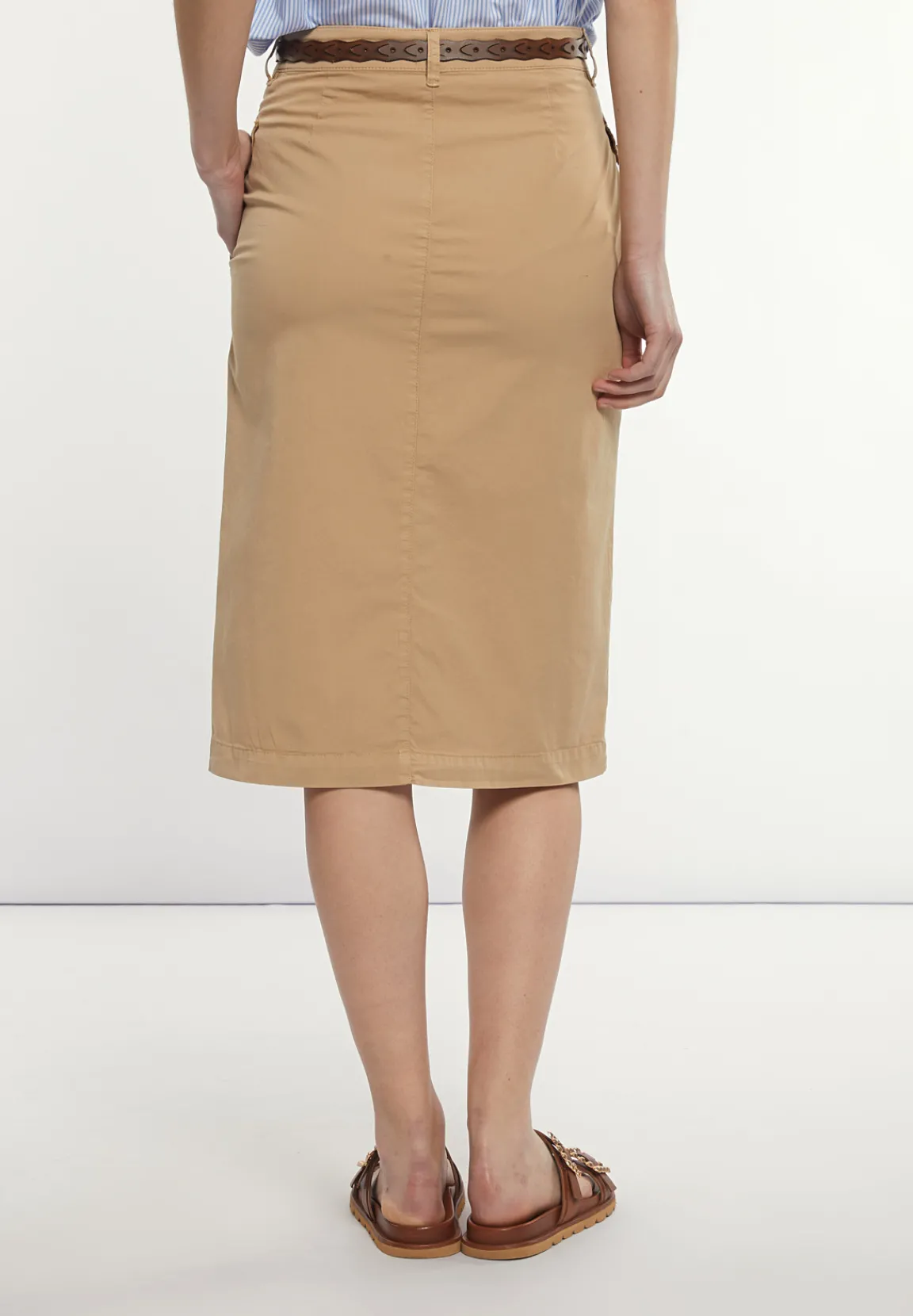 Discount River Woods Katoenen midirok opgestikte zakken beige -