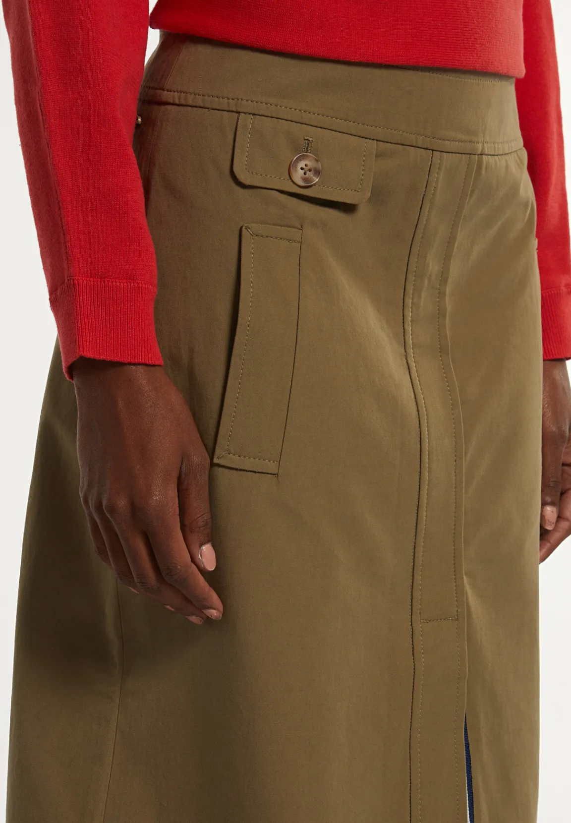 Discount River Woods Katoenen midirok voorsplit kaki -