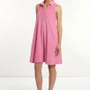 Discount River Woods Katoenen mouwloze éponge jurk roze -