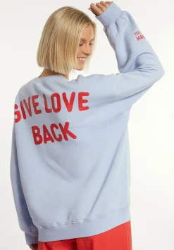 Hot River Woods Katoenen oversized fleecetrui ronde hals blauw -