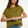 Clearance River Woods Katoenen oversized T-shirt ronde hals olijfgroen -