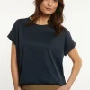 Hot River Woods Katoenen oversized T-shirt ronde hals navy -
