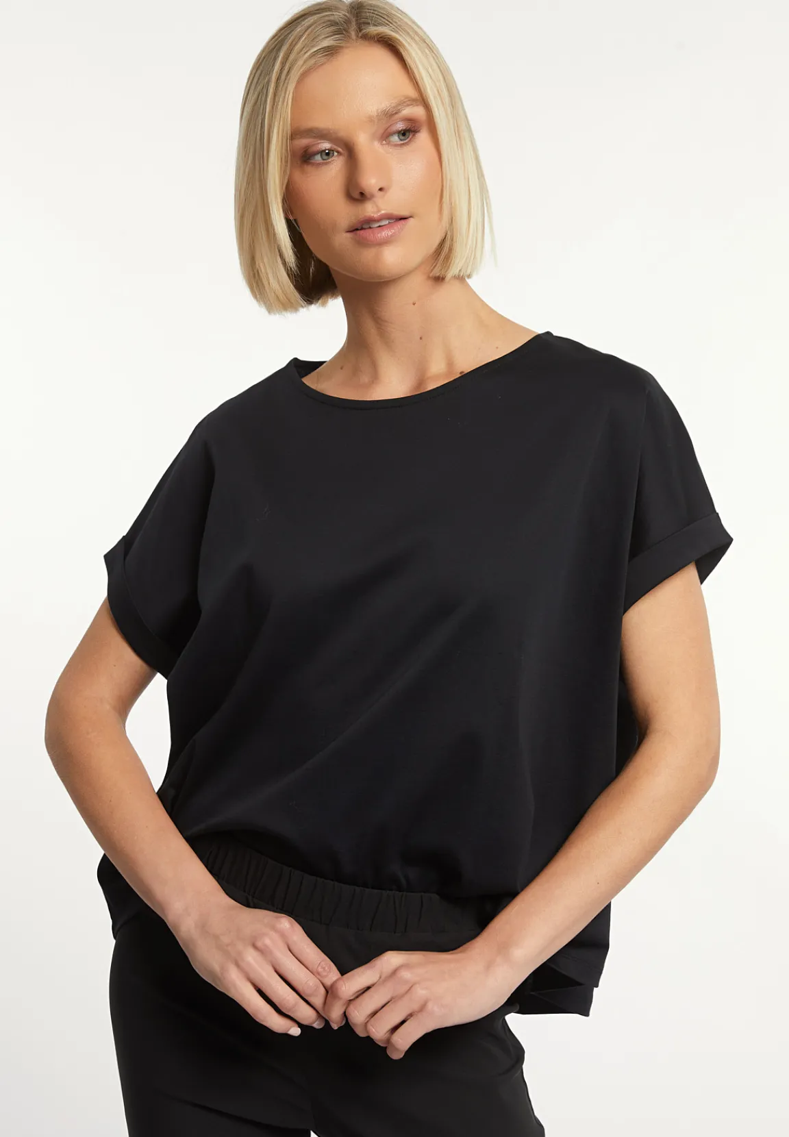 New River Woods Katoenen oversized T-shirt ronde hals korte mouwen zwart -