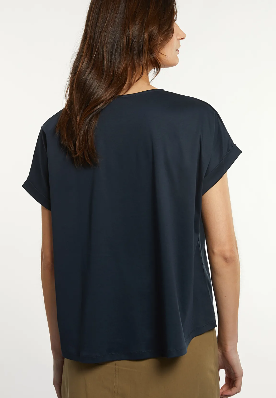 Hot River Woods Katoenen oversized T-shirt ronde hals navy -