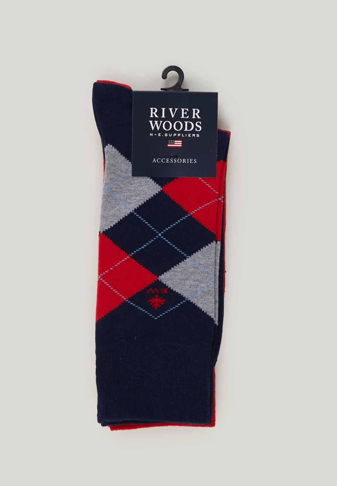 Outlet River Woods Katoenen 2-paar sokken navy/rood -