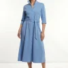 Outlet River Woods Katoenen polojurk 3/4 mouwen met riem blauw -