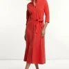 Sale River Woods Katoenen polojurk 3/4 mouwen met riem rood -