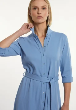 Outlet River Woods Katoenen polojurk 3/4 mouwen met riem blauw -