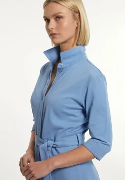 Outlet River Woods Katoenen polojurk 3/4 mouwen met riem blauw -