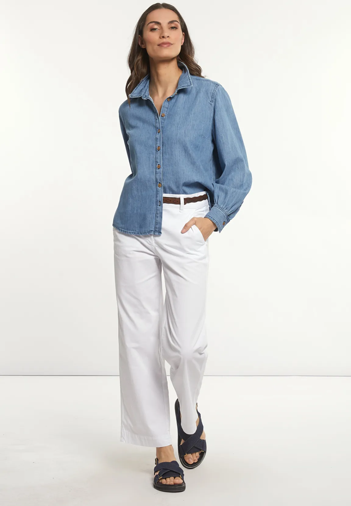Outlet River Woods Katoenen rechte klassieke broek wit -