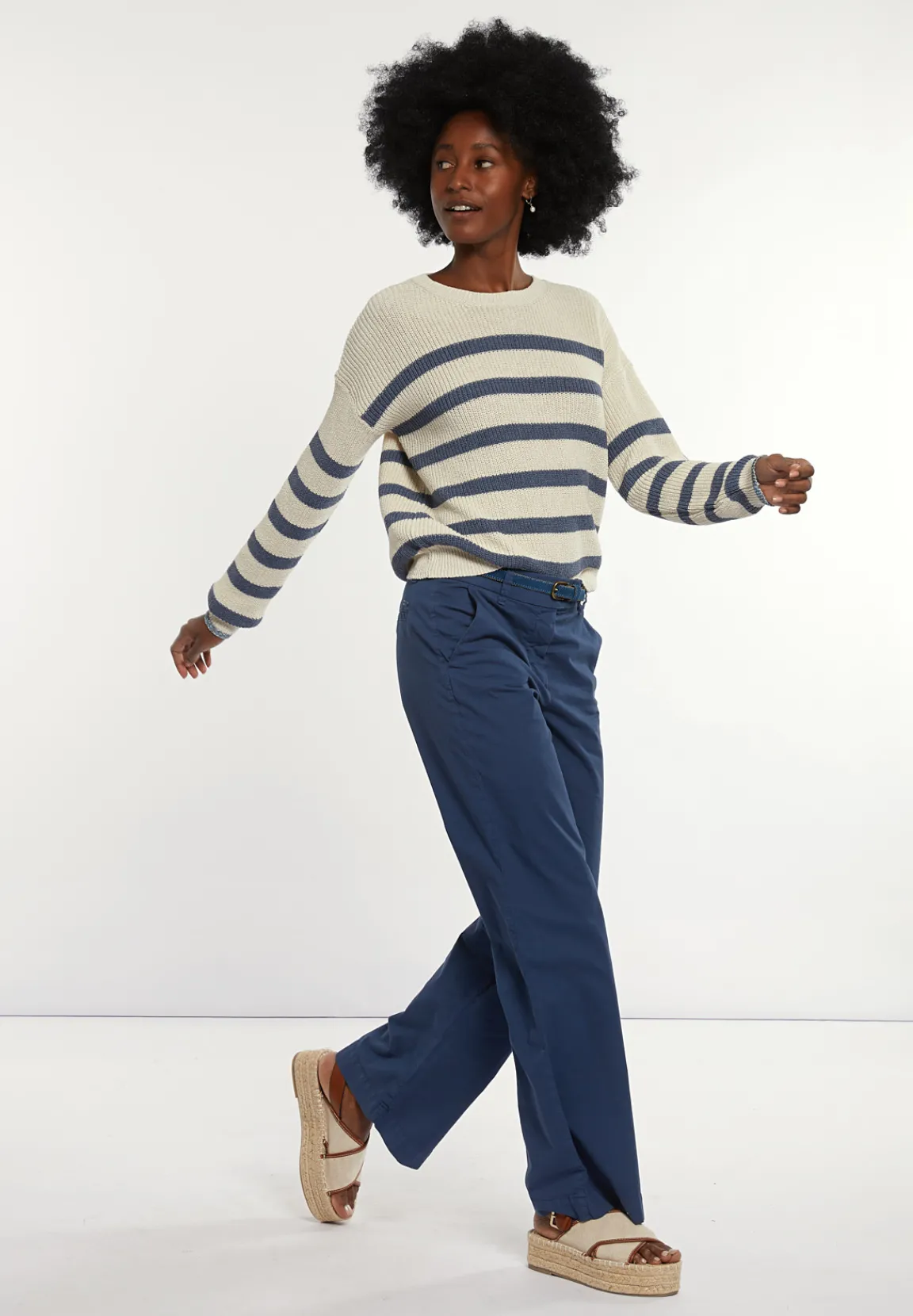Outlet River Woods Katoenen rechte stretch broek blauw -