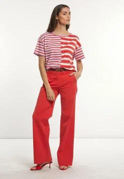 Discount River Woods Katoenen rechte stretch broek rood -