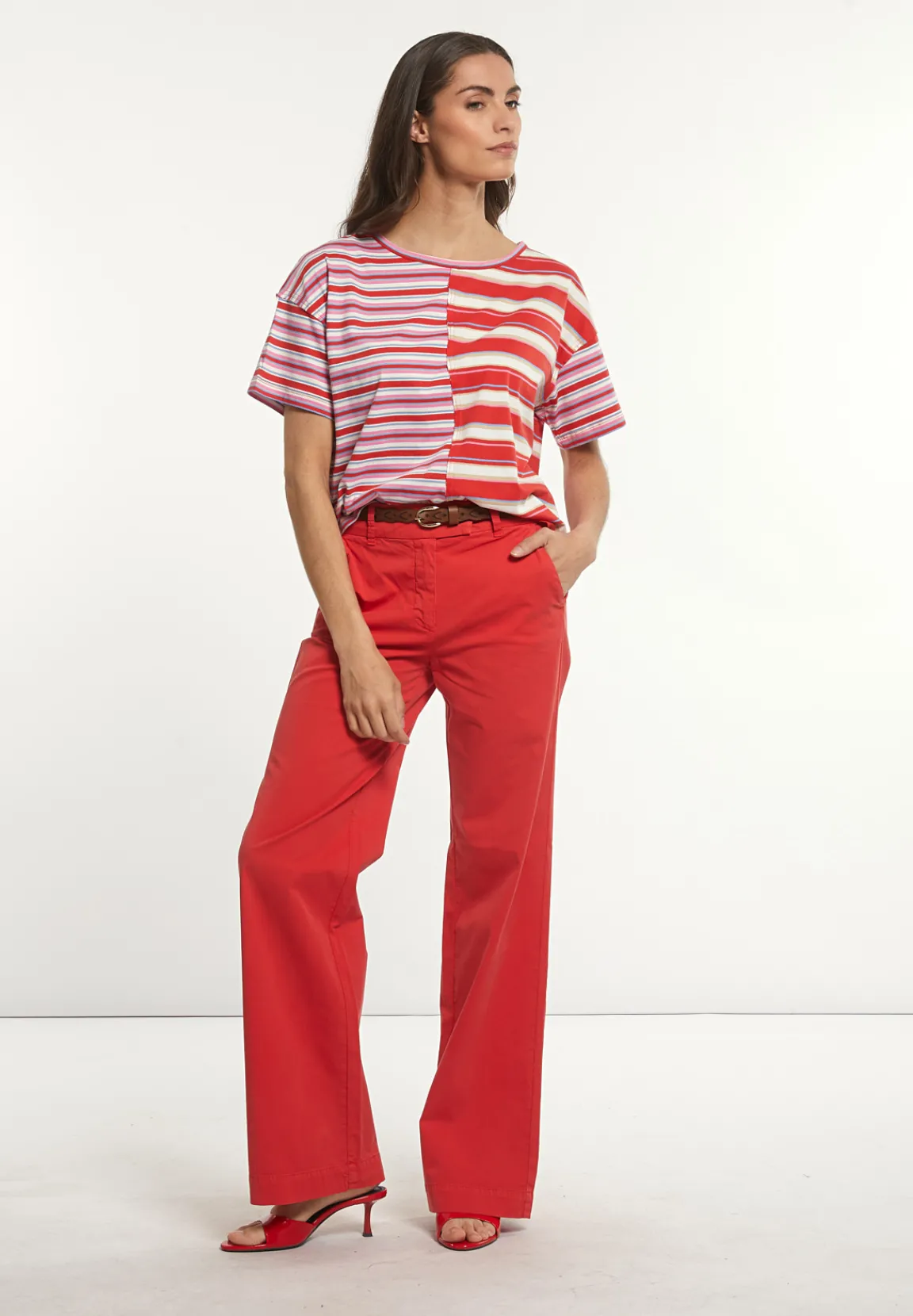 Discount River Woods Katoenen rechte stretch broek rood -