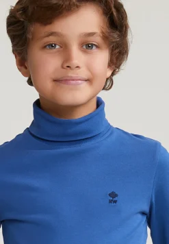 New River Woods Katoenen rolkraag T-shirt lange mouwen crown blue -
