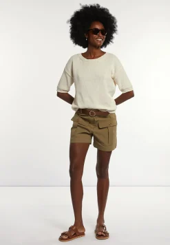 Clearance River Woods Katoenen short opgestikte zakken kaki -