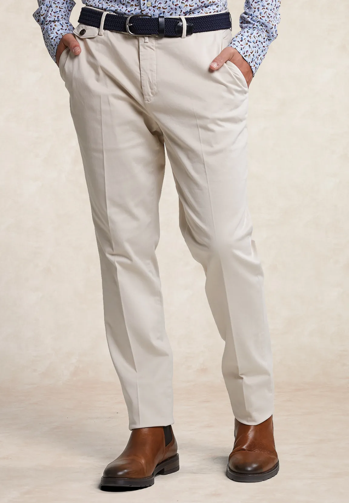 New River Woods Katoenen stretch broek sand -