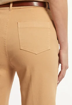 Sale River Woods Katoenen stretch broek wijde pijpen camel -