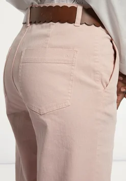 Clearance River Woods Katoenen stretch broek wijde pijpen roze -