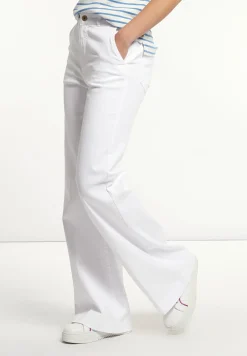Discount River Woods Katoenen stretch broek wijde pijpen wit -