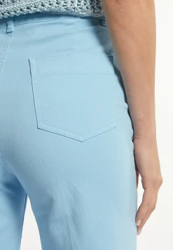 Hot River Woods Katoenen stretch broek wijde pijpen blauw -