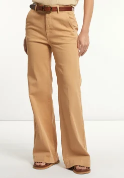 Sale River Woods Katoenen stretch broek wijde pijpen camel -
