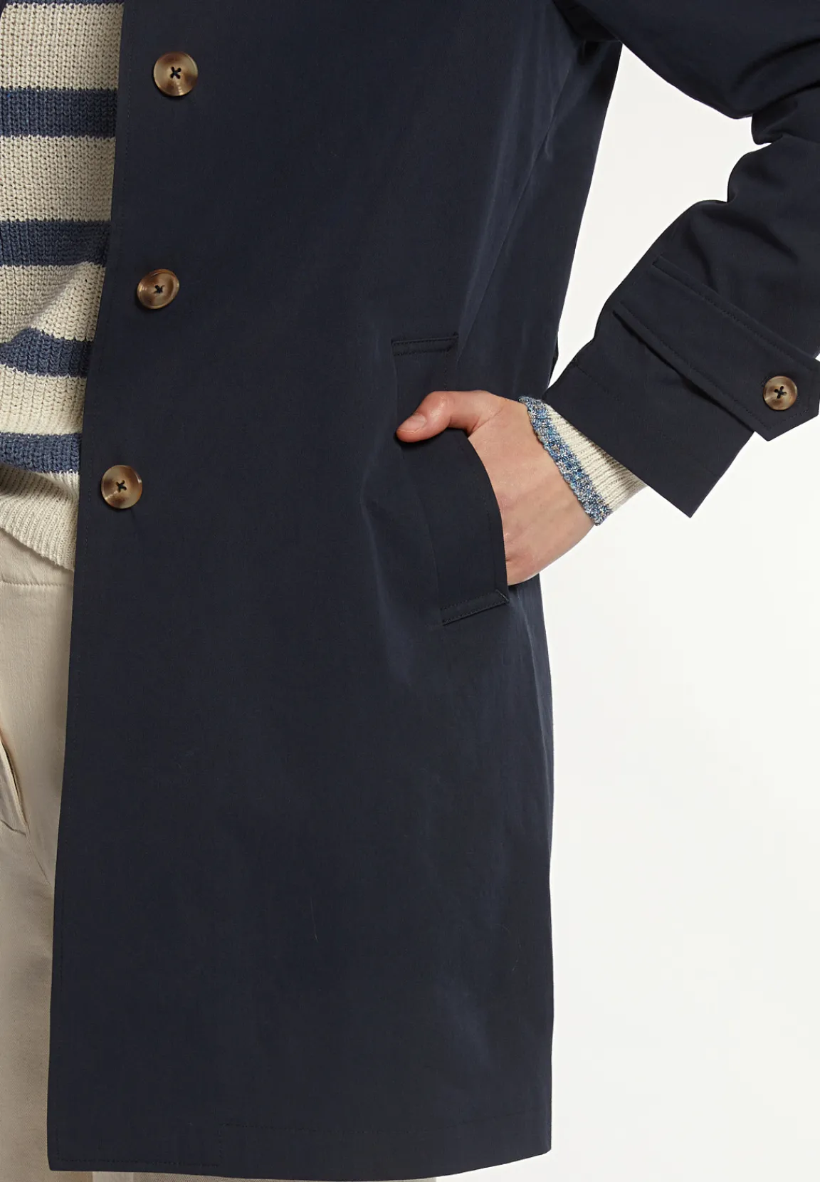 New River Woods Katoenen trenchcoat navy -