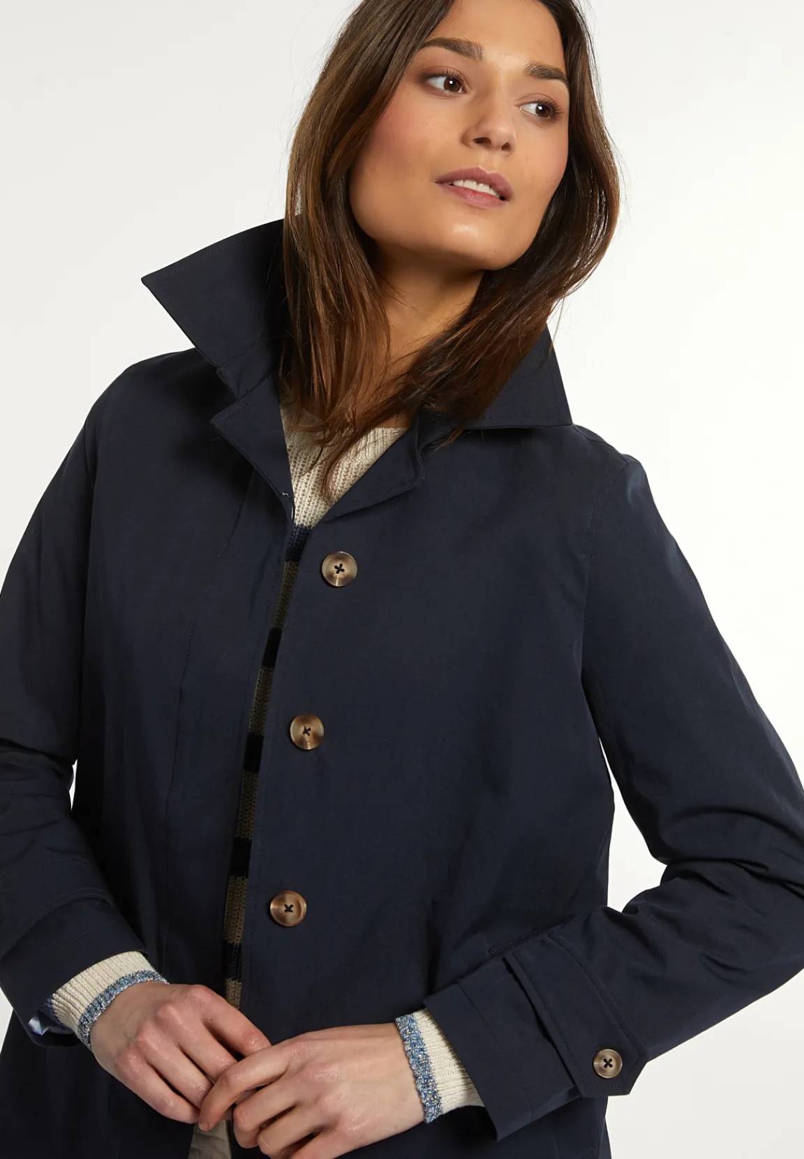 New River Woods Katoenen trenchcoat navy -