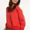 Best River Woods Katoenen trui ronde hals lange mouwen rood -