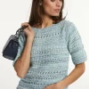 Discount River Woods Katoenen trui ronde hals korte mouwen blauw -