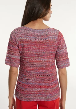 Hot River Woods Katoenen trui ronde hals korte mouwen rood -