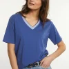 Clearance River Woods Katoenen T-shirt gestreepte V-hals blauw -