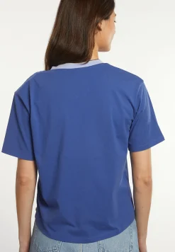 Clearance River Woods Katoenen T-shirt gestreepte V-hals blauw -
