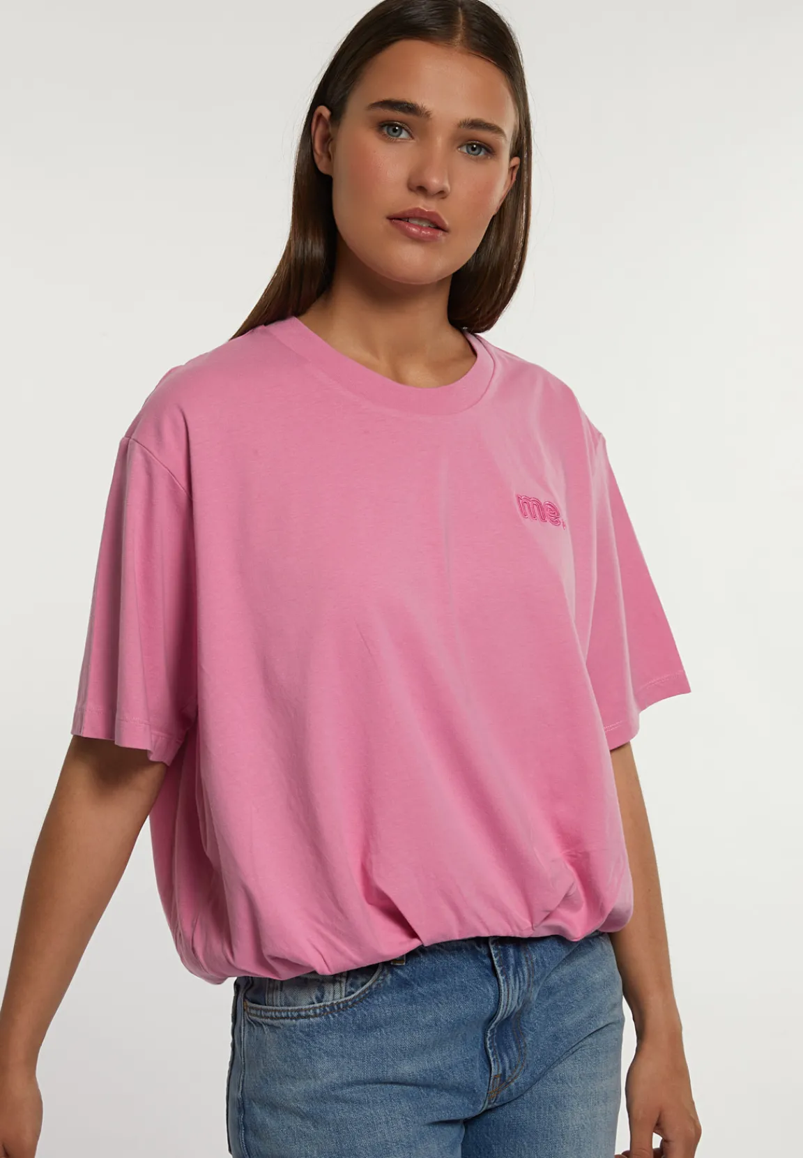 Fashion River Woods Katoenen T-shirt ronde hals roze -